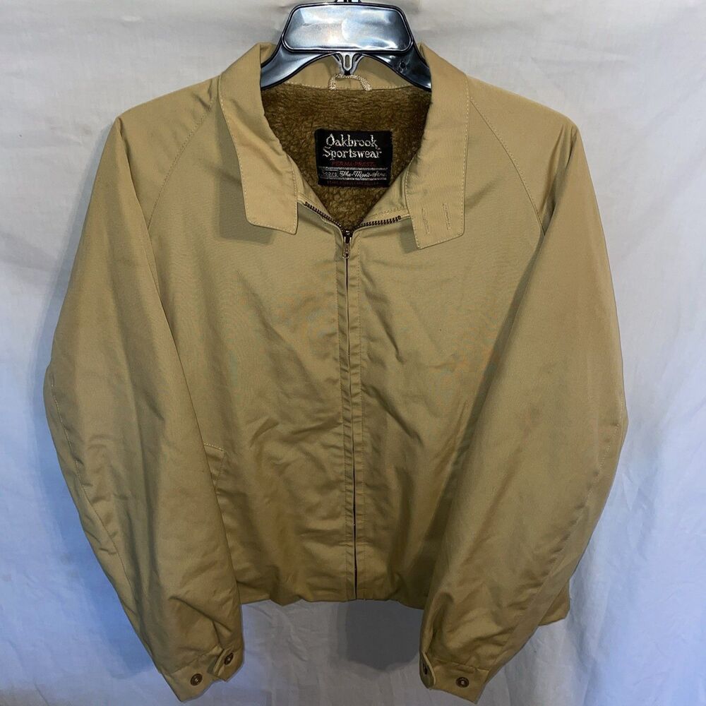 Oakbrook Sportswear Men’s Full Zip Fleece Lined Jacket Size Large Beige Outdoors